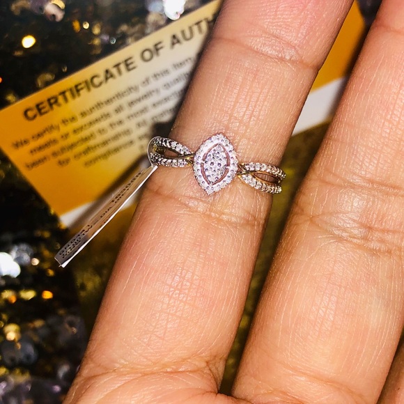 10k solid gold real diamond marquis engagement ring, not plated, free appraisal - Picture 11 of 11